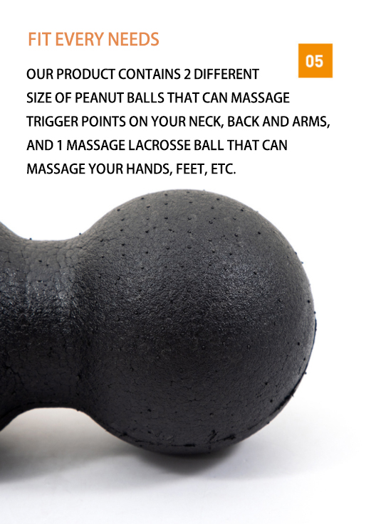 16 X 24cm Mini EPP Foam Massage Balls Peanut Roller For Back Black