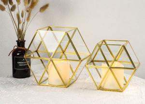 Wholesale Glass garden hexagonal artifact copper candlestick ornaments transparent eternal life flower gift box flower ware from china suppliers