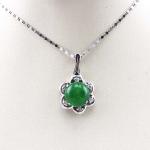 Women Jewelry 10mm Round Green Jade Cubic Zirocnia Pendant Charm (P29)