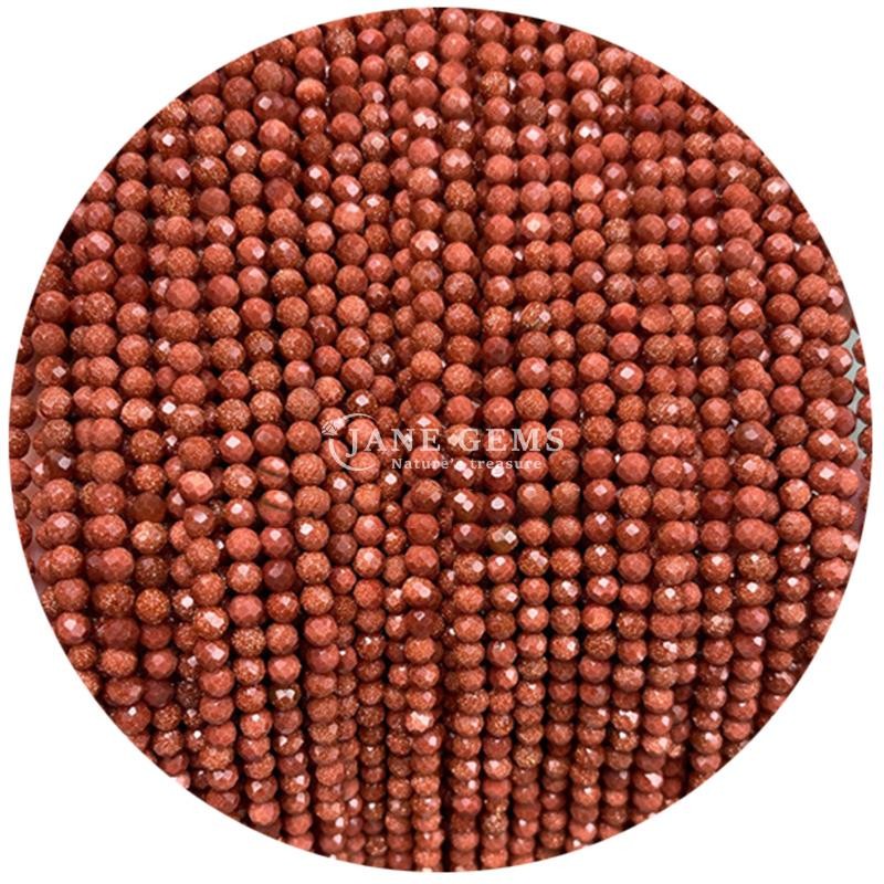 Gems Bead Natural Crystal Faceted Round Shape Small Blue Sandstone Labradorite Loose Bead Strands for Bracelets