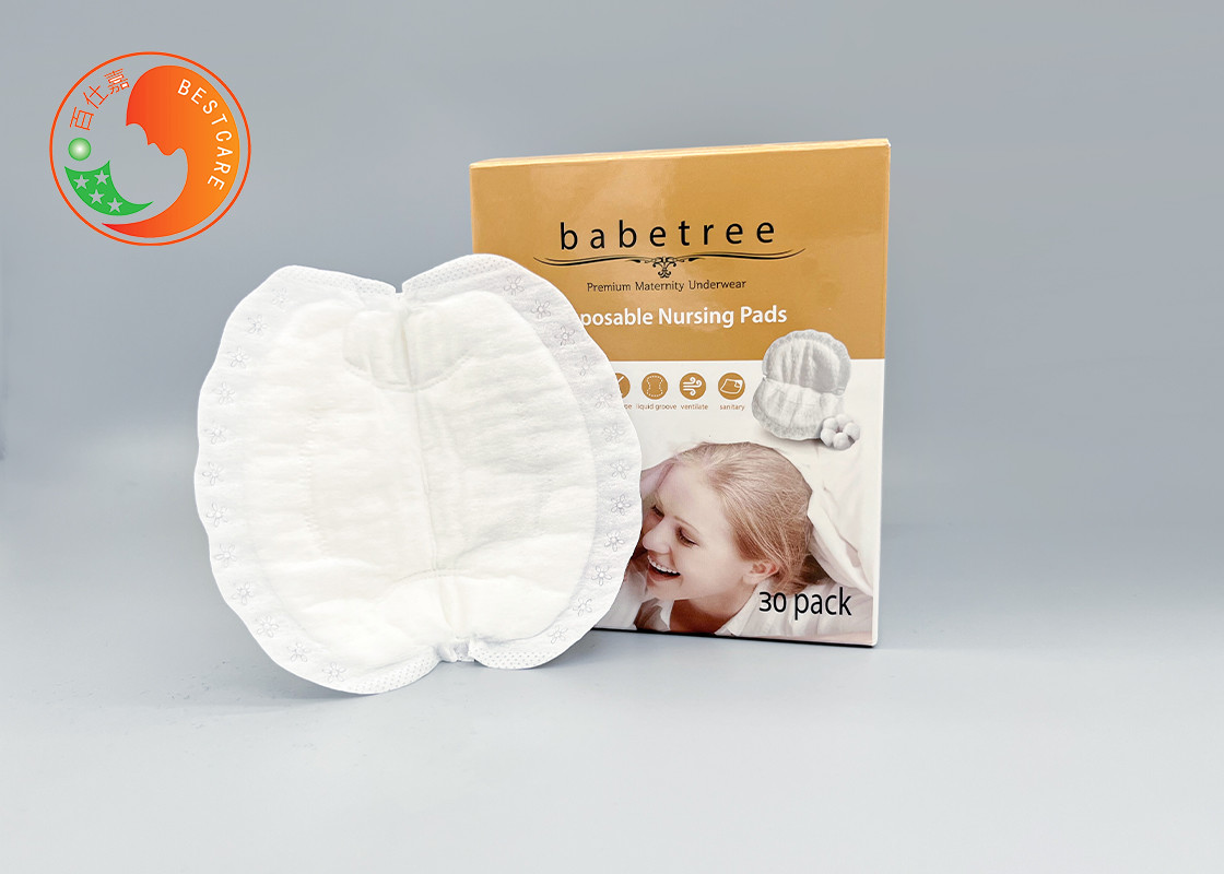 6 Layers Disposable Breast Pad Cellulose White Decorative Border Print LOGO