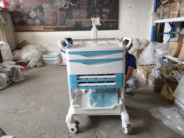 ABS Hospital Emergency Drugs Medical Push Cart Medical Storage Carts With Brake
