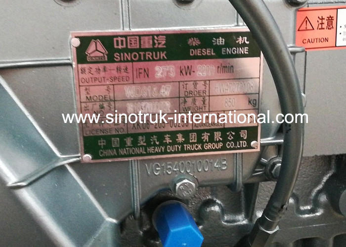 WD615.47 371HP Truck Diesel Engine Heavy Duty Euro2 Emission Standard