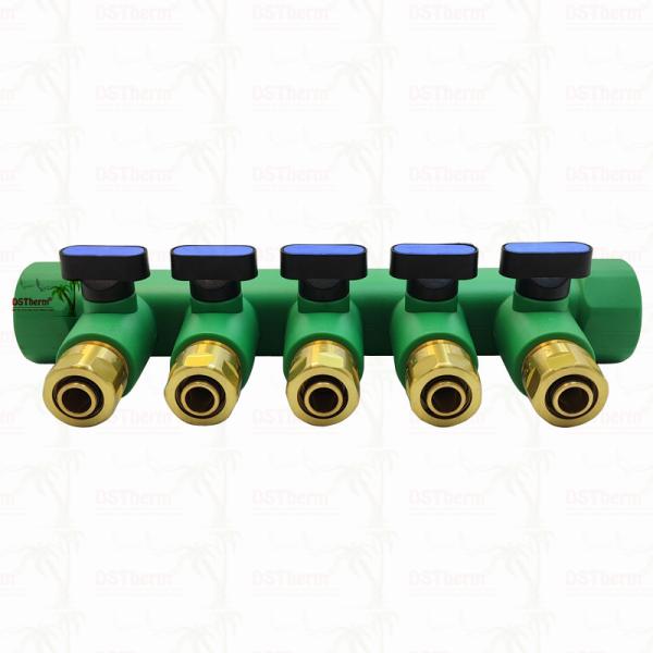 PPR Blue Manifolds With Ball Valve 5 Ways Manifolds Customized Color and Logo 25mm