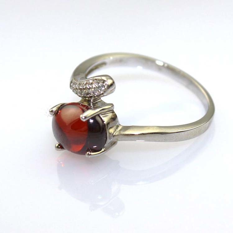 Women Jewelry 925 Silver 7mmx9mm Oval Dome Red Cubic Zirconia Ring(R42)