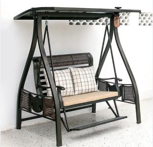 Wholesale Aluminum Frame Rattan 3 Person Metal Outdoor Swing With Canopy from china suppliers