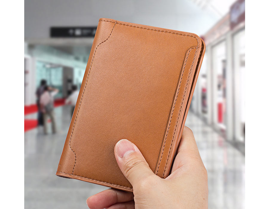 Leather passport bag ticket holder travel document storage multi-function card package