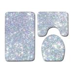 Crystal Glitter Colorful 3 Piece Toilet Tank Cover Set Polyester Fiber