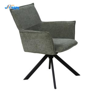 Wholesale Genuine Leather Mid Century Swivel Dining Arm Chair With Metal Base Dc-7532 from china suppliers