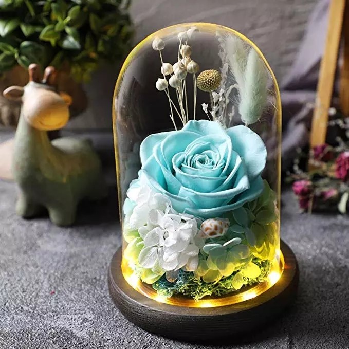 Popular Long lasting flowers arrangement preserved rose in glass rose gift real rose