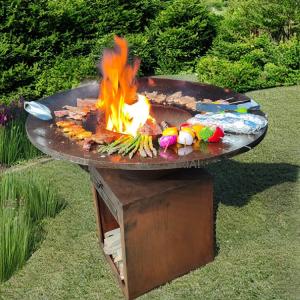 Wholesale Rustic Elegance Wood Corten Steel Outdoor Grill For Outdoor Space from china suppliers
