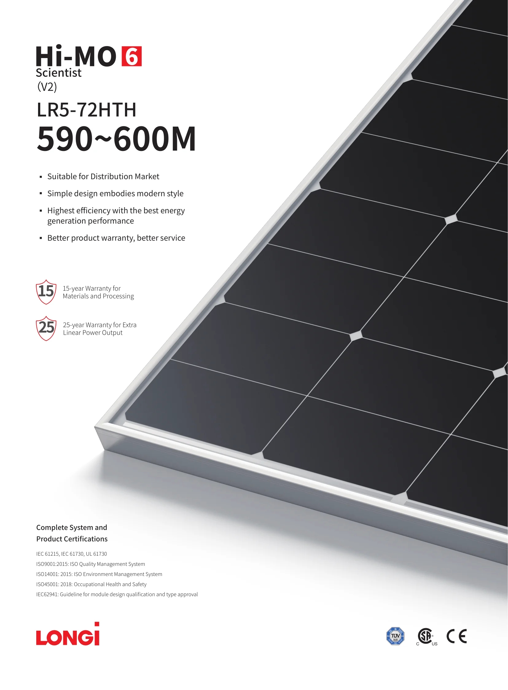 Longi Himo 6N-Type Solar Panel 595Watt for and Sustainable Photovoltaic Solar Modules