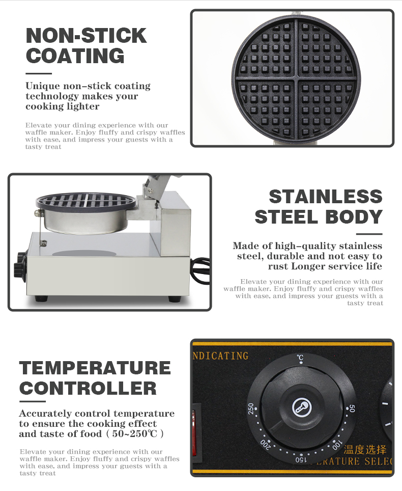 Commercial Double Head Electric Waffle Maker with Non-stick Coating and 11 KG Weight