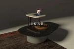 Modern European Style Marble Top Metal Base Coffee Table Set