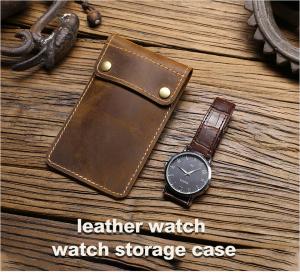 Wholesale CROSS-BORDER RETRO CRAZY HORSE LEATHER WATCH BAG CONVENIENT CREATIVE LEATHER WATCH STORAGE HOLSTER from china suppliers