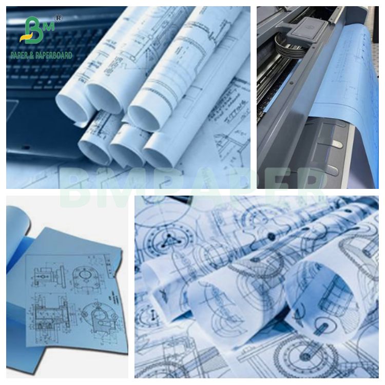 Double Sides Blue 80g Engineering Designing Blue Paper Rolls 24" x 50 yards