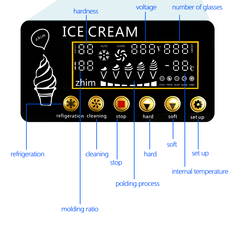 20L/H Automatic Soft Serve Ice Cream Machine for Business Prices Mix Hopper 4Lx2 Power W 1850