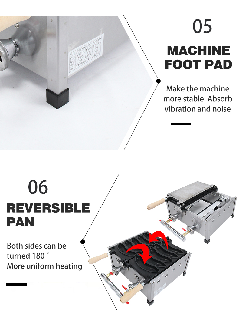 Powerful 1800W Gas Waffle Maker with Custom Mould Shape Design Professional