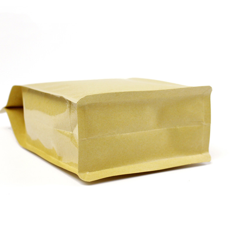 Transparent window zipper top kraft paper packaging bag Side Gusset stand up coffee pouch