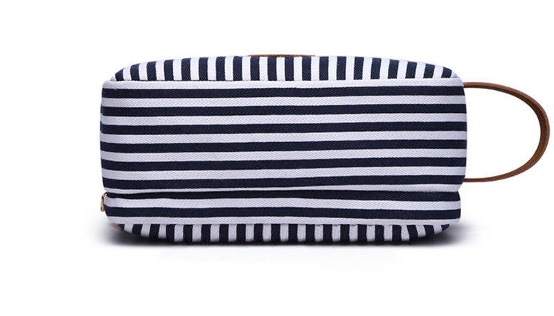 Multifunction Striped Canvas Makeup Brush Bags For Women