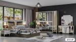 Durable Ergonomic Bedroom Sets Furniture Wood Panel MDF PU Glass Material