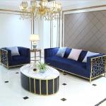 2 - 3 Seater Living Room Lounge Sofa Stainless Steel Velvet Couch European Style