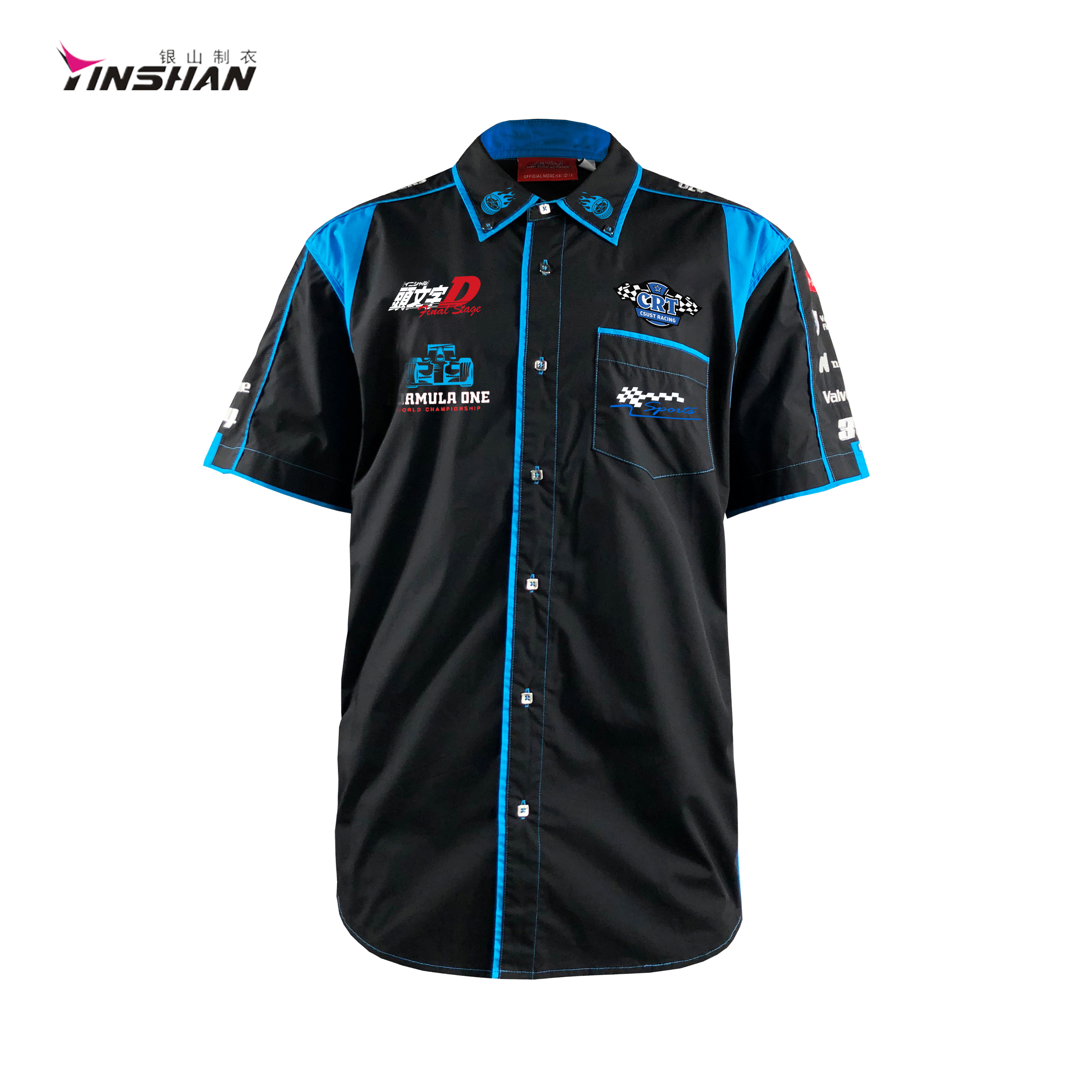 Wicking Breathable Embroidery Artwork Polyester Elastane Shirts for Active Lifestyles