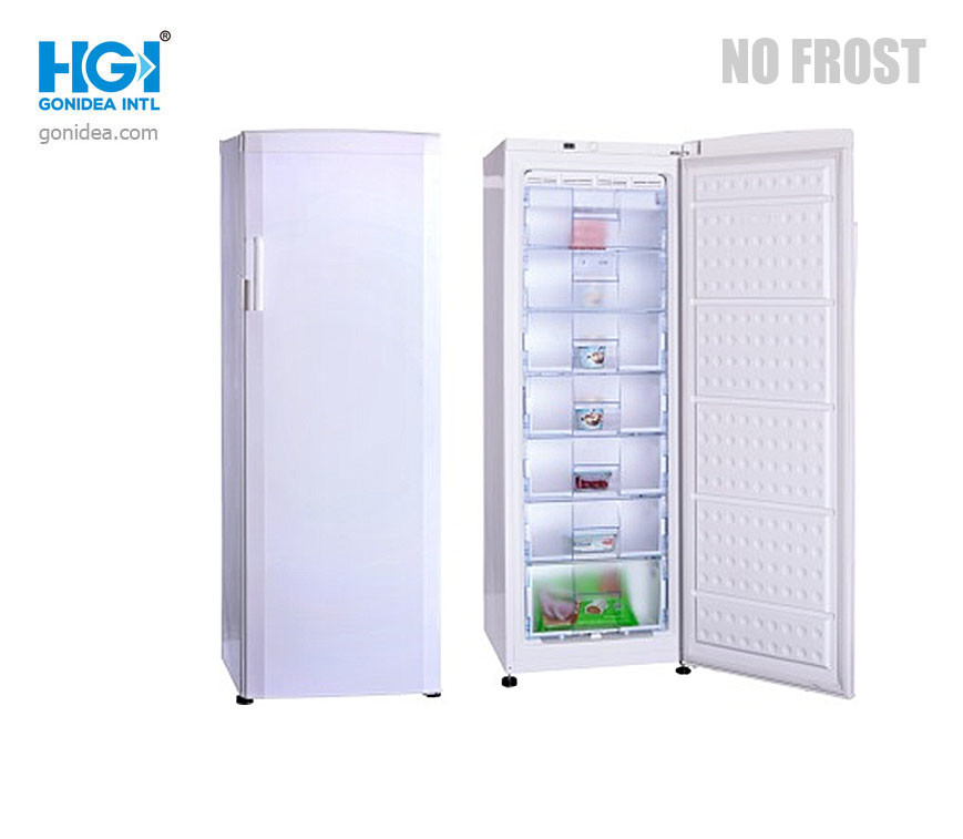 LED Display Gray Defrost Single Door Upright Freezer 250 Liters