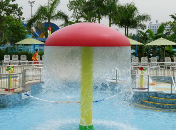Eco-friendly Kids Colorful Mushroom Water Fun Amusement Park Equipment Red