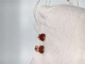 Wholesale Heart Shaped Van Cleef Alhambra Earrings Carnelian With 18k Rose Gold from china suppliers
