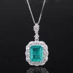 Zircon Square Gemstone Necklace Pendant Ring Set For Birthday Gift