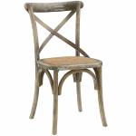 Gear Rustic Farmhouse Modern Wooden Dining Chairs , Elm Wood Rattan Dining Chair