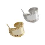Lanciashow 925 Solid Silver Gold Plated Jewelry Wide Earrings Stud Retro Style