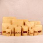 Food Packaging Stand up Bag Kraft Brown Paper Zipper bags with Window
