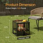 Camping Firepit Stove 15.7'' Square Metal Wood Burning Firepit for Backyard