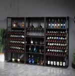 Black Elegant Wooden Wine Display Stand With Spray Painting Surface Treatment