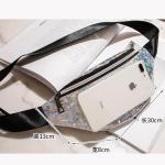 Faux Leather Sequined Women Mens Waist Bag With Zip