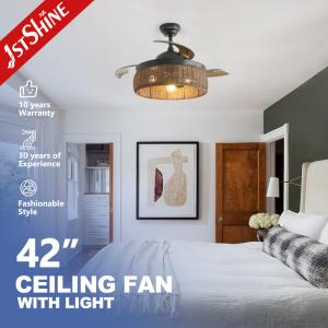 Wholesale Woven Rattan Cage Ceiling Fan With Light Villatic Invisible Blade Dc 240v from china suppliers