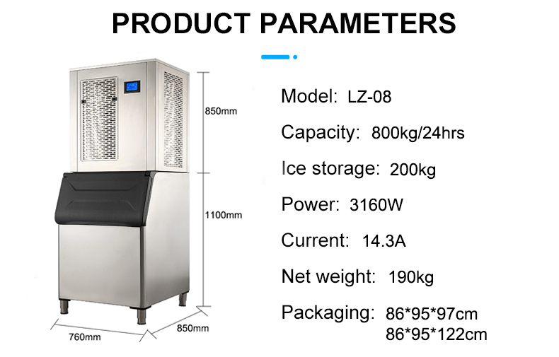 Flake Ice Shape 800Kg Daily LZ-08 Commercial Korean Snowflake Ice Maker