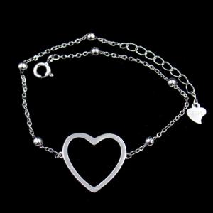 Wholesale Minimalist Style Plain Silver Bracelet 925 Jewelry Display With Big Heart from china suppliers