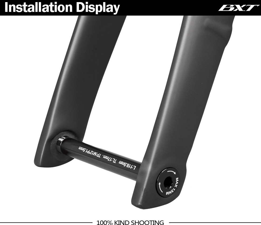 BXT Road Bicycle Quick Release Thru Axle Skewer No Lever Black High Strength Aluminum