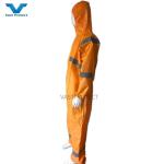 Chemical Diposable PP PE Orange Type5 6 Safety Coveralls with Reflective Tape