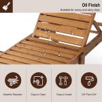 Outdoor Patio Adjustable Wood Chaise Lounge Recliner | Textilene Lounge Chair |