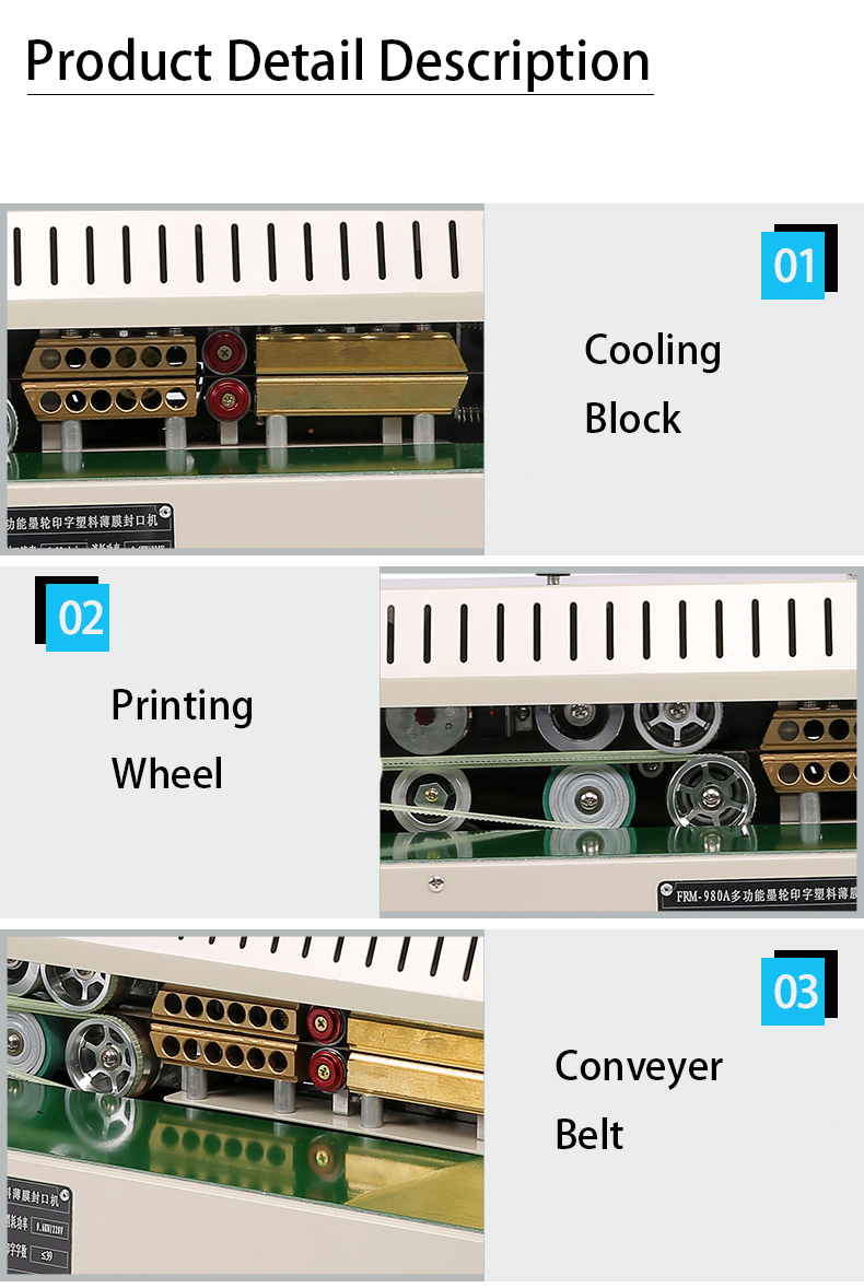 FR-980 Ink Coder Printer Vertical Continuous Plastic Bag Heat Band Sealer Packing Sealing Machine