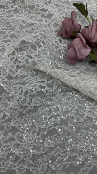 100% Polyester Embroidery Lusiate Sequin Lace Fabric Leafy Luxury Occasion