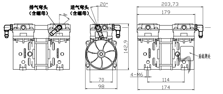 Silent Electric Oilless Air Compressors Medical 120V 60HZ