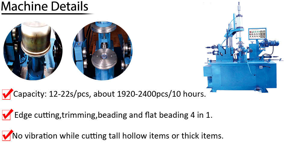 Automatic Metal Cookware SS Cookware Edge Cutting Beading Trimming for metal ware cookware