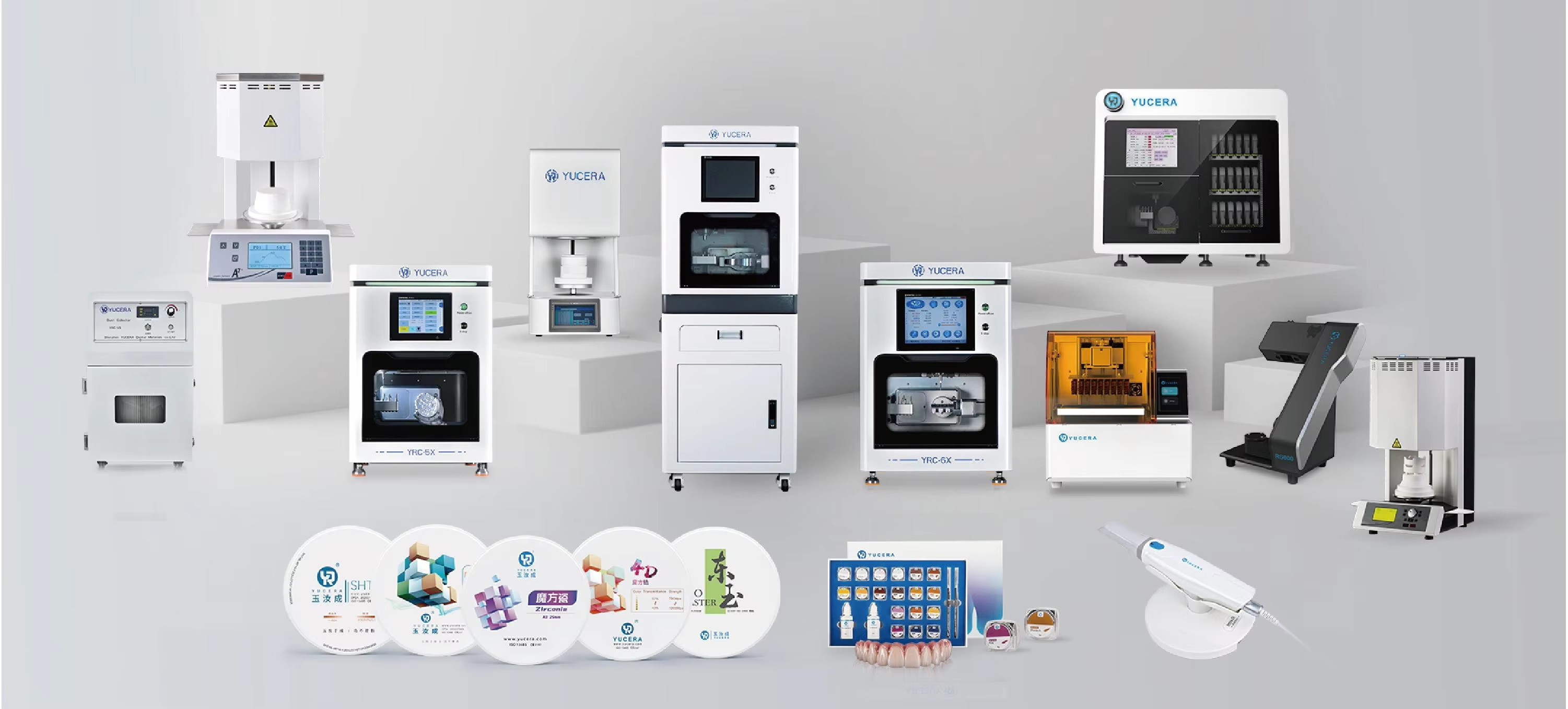 Yucera 3D Flash Multilayer Dental Zirconia Block with 700-1050MPA Bending Strength 57%-46% Transmittance and 16 Color Options