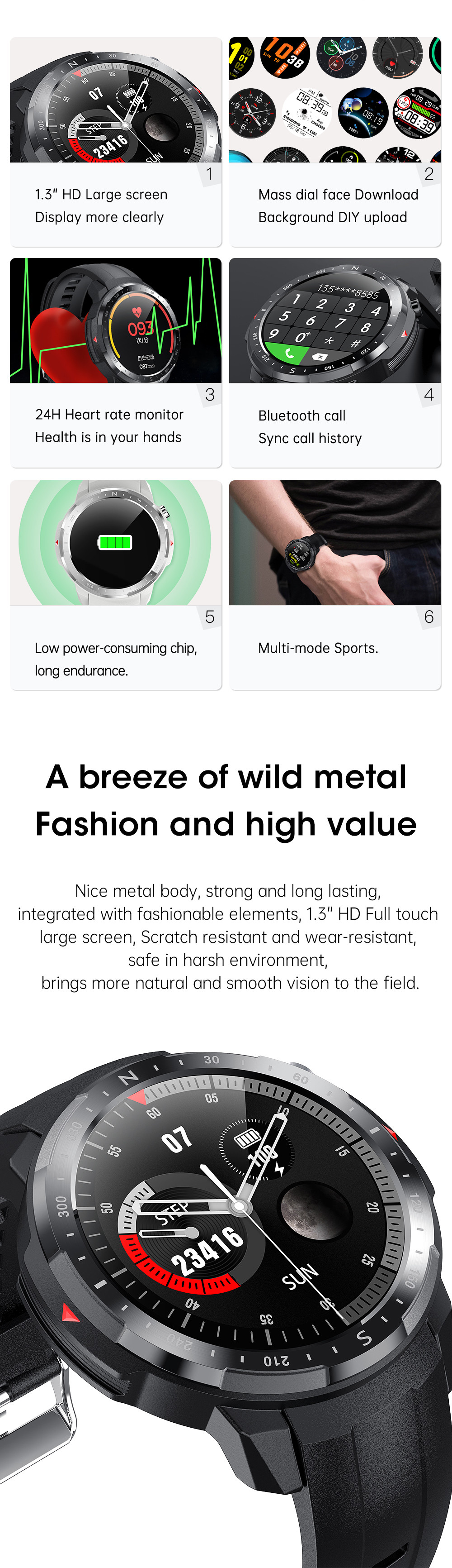 IP68 Waterproof MTK2502D Sleep Monitor Smart Watch Men Women 450MAH