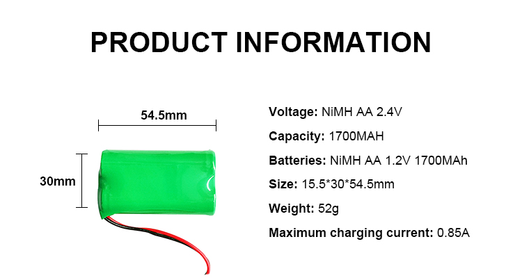1700MAH 2.4V Rechargeable Nickel Cadmium Battery Pack Microphone Battery